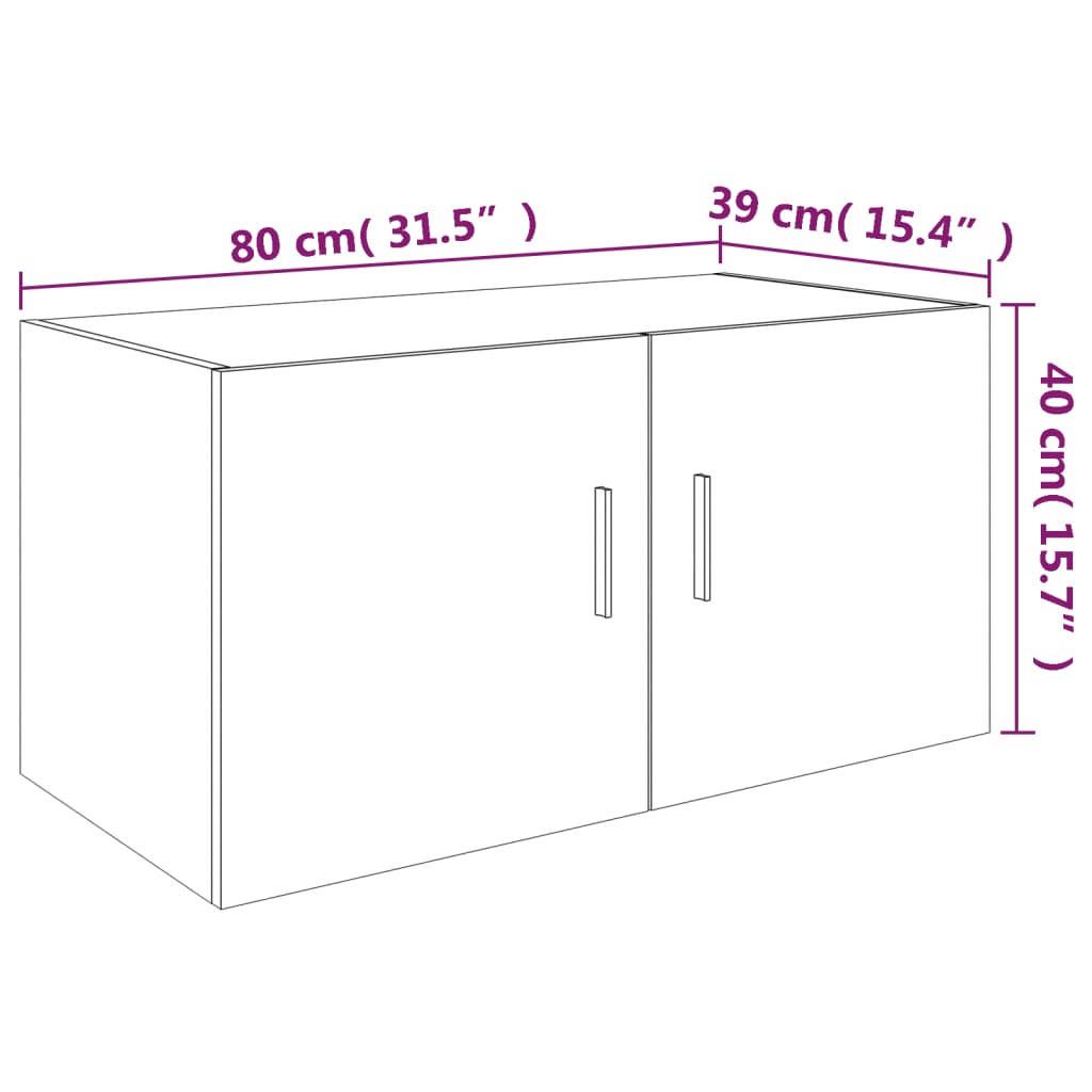 Hangkast 80x39x40 cm bewerkt hout bruin eikenkleur