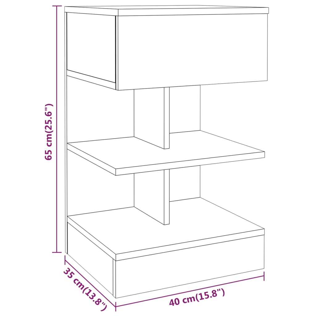 Nachtkastjes 2 st 40x35x65 cm bewerkt hout gerookt eikenkleurig