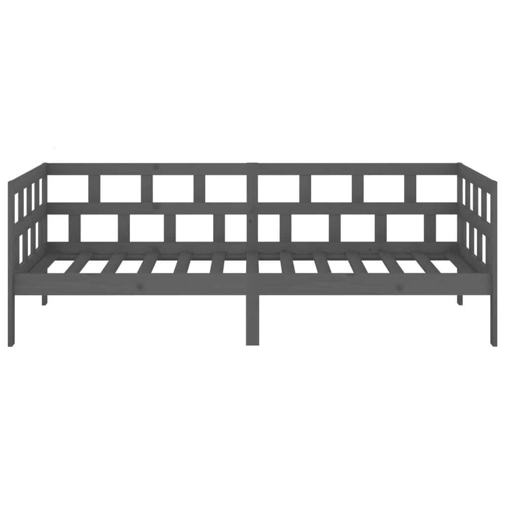 Slaapbank massief grenenhout grijs 90x190 cm