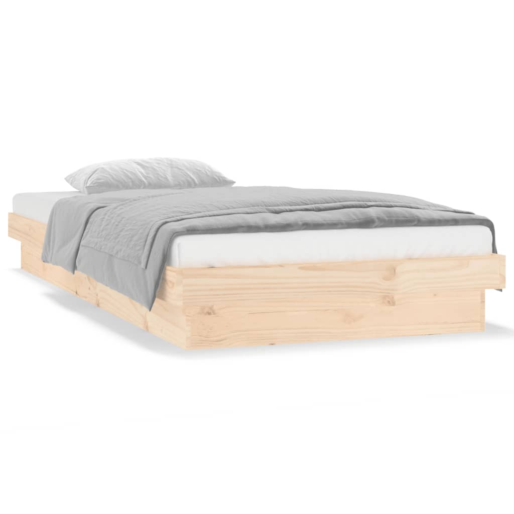 Bedframe LED massief hout 90x200 cm