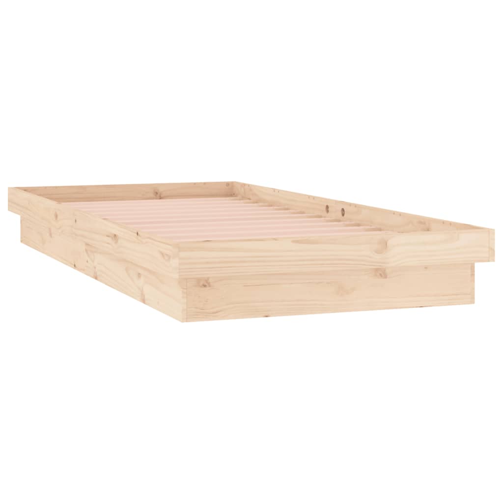 Bedframe LED massief hout 90x200 cm