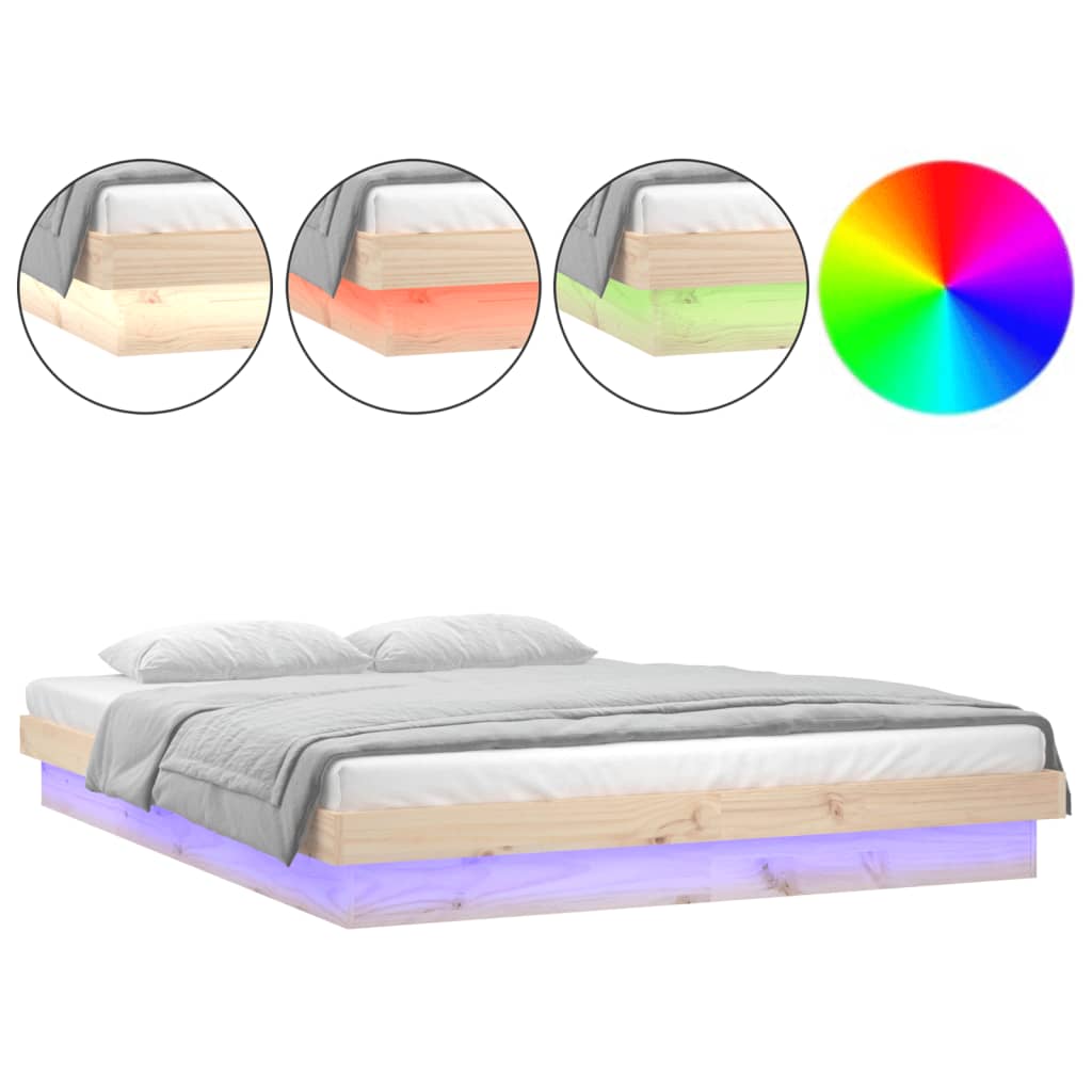 Bedframe LED massief hout 150x200 cm King Size