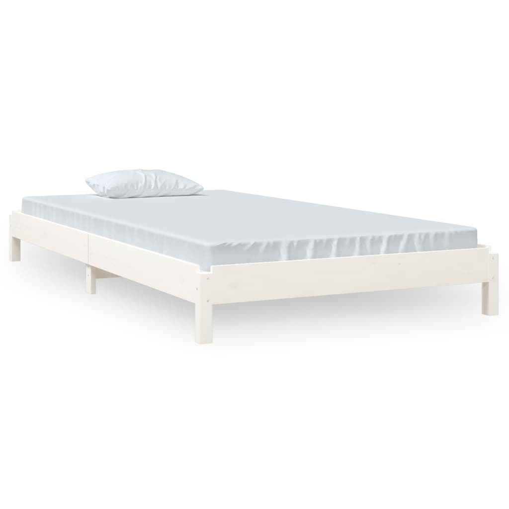 Bed stapelbaar 100x200 cm massief grenenhout wit