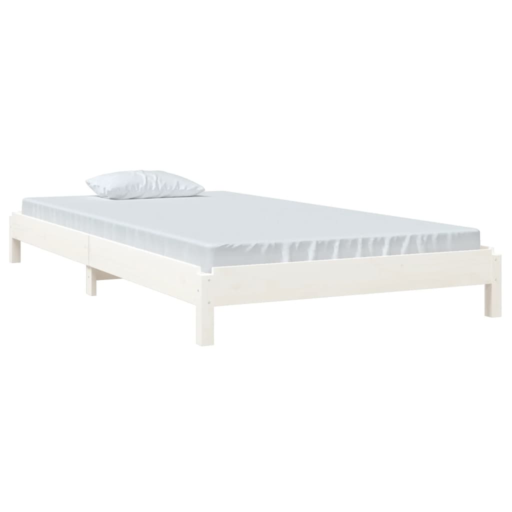 Bed stapelbaar 100x200 cm massief grenenhout wit