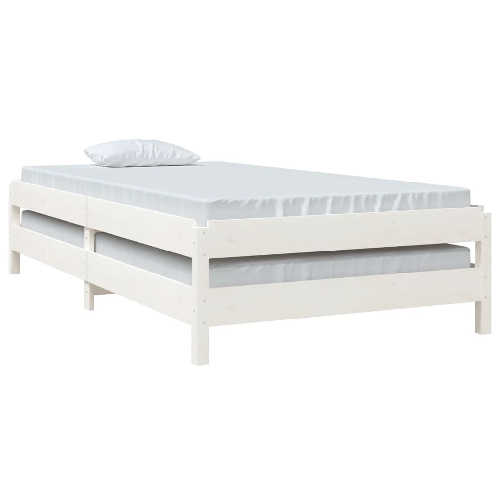 Bed stapelbaar 100x200 cm massief grenenhout wit