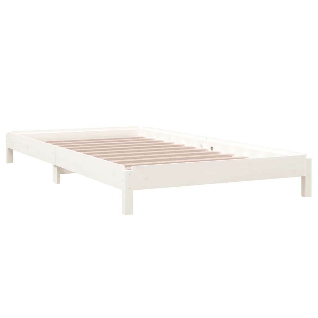 Bed stapelbaar 100x200 cm massief grenenhout wit