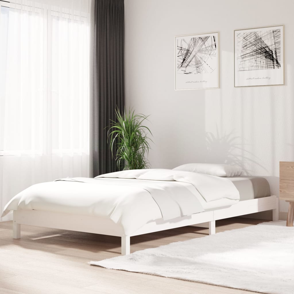 Bed stapelbaar 100x200 cm massief grenenhout wit