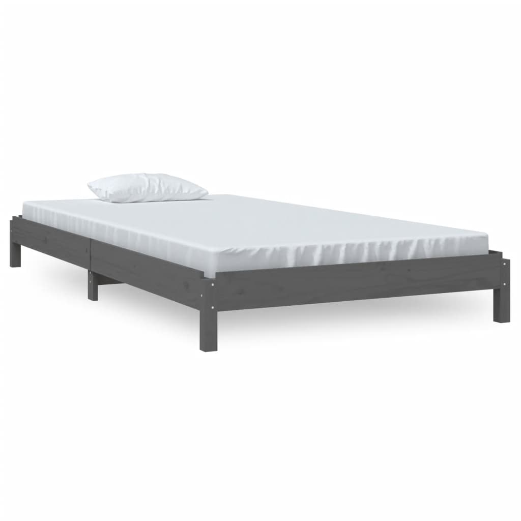 Bed stapelbaar 100x200 cm massief grenenhout grijs