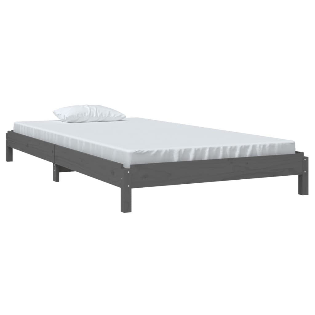 Bed stapelbaar 100x200 cm massief grenenhout grijs