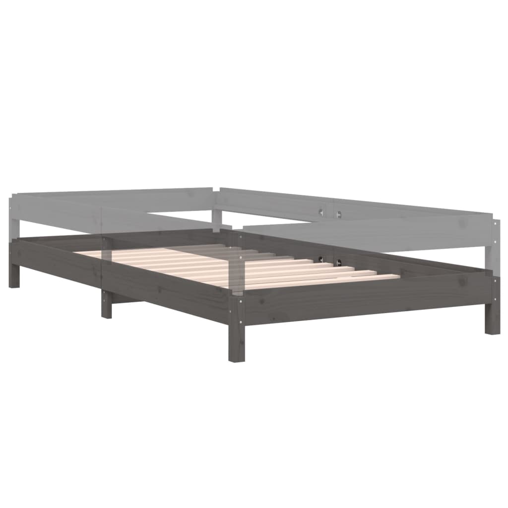 Bed stapelbaar 100x200 cm massief grenenhout grijs