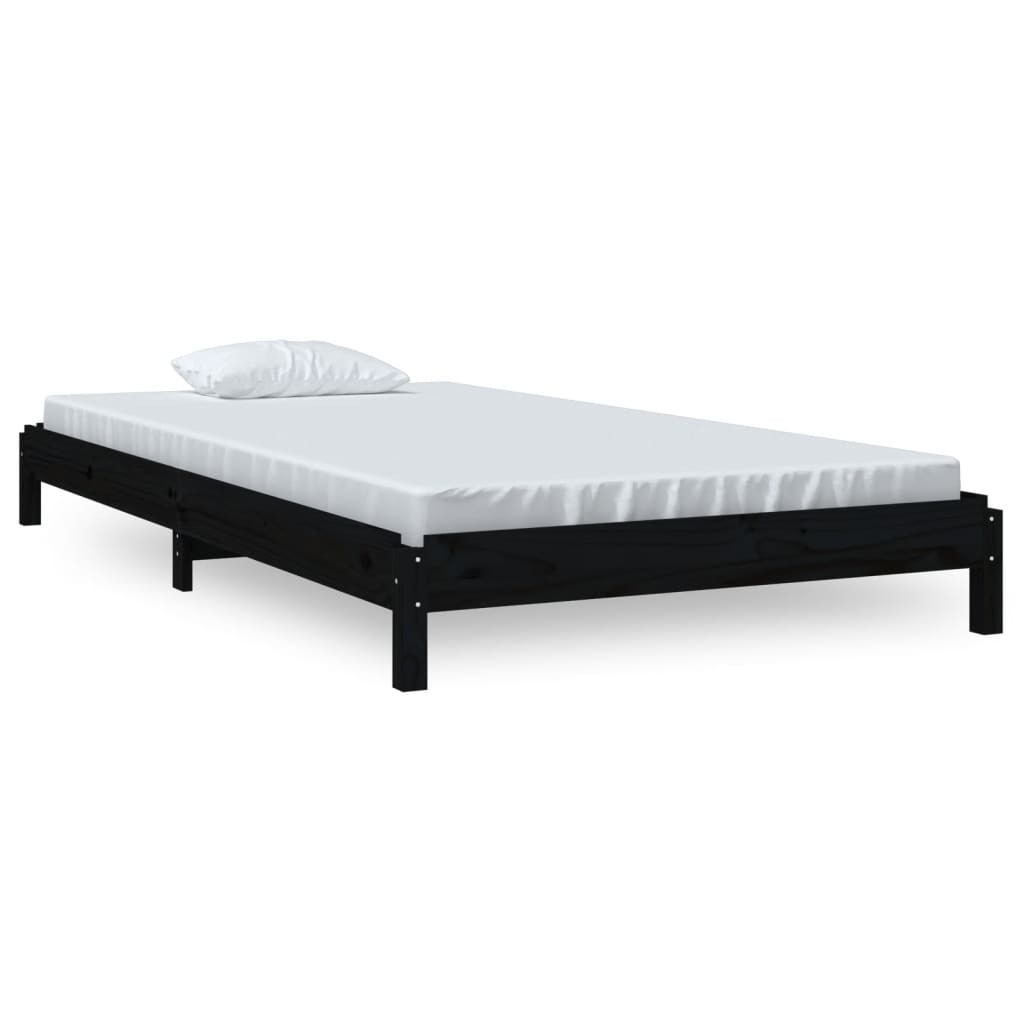 Bed stapelbaar 100x200 cm massief grenenhout zwart