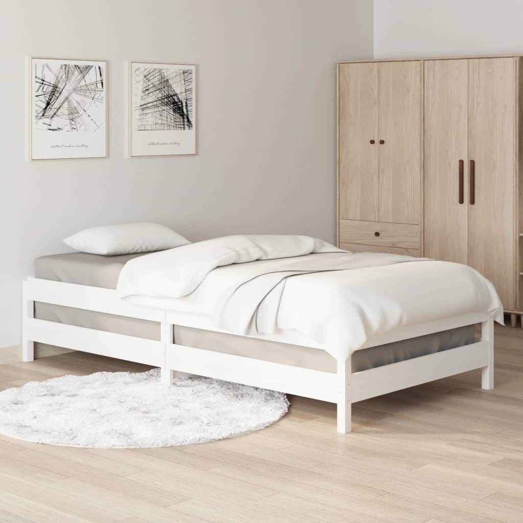 Bed stapelbaar 90x200 cm massief grenenhout wit