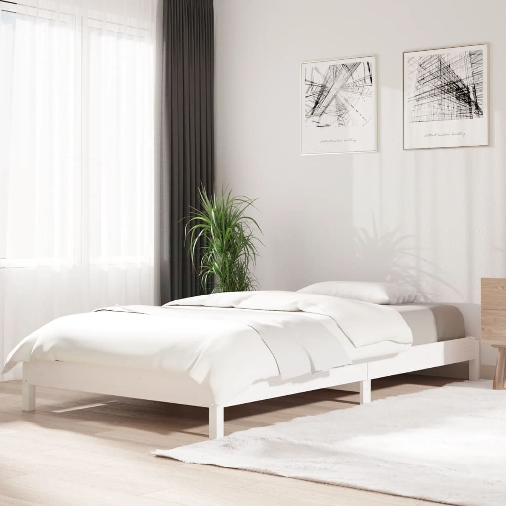 Bed stapelbaar 90x200 cm massief grenenhout wit