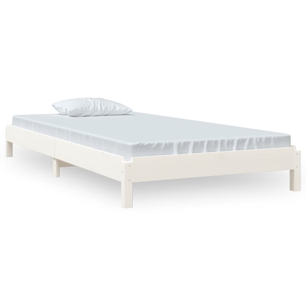 Bed stapelbaar 90x190 cm massief grenenhout wit