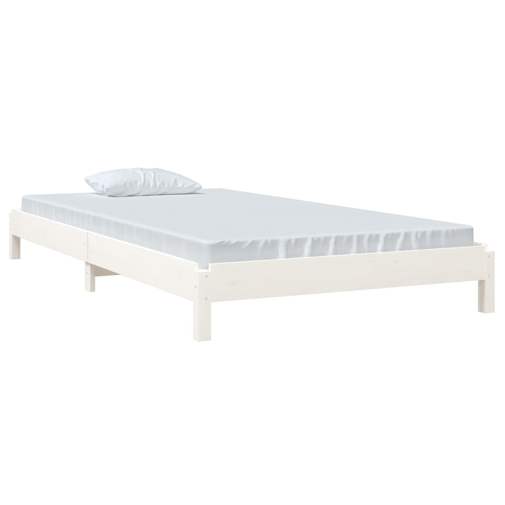 Bed stapelbaar 90x190 cm massief grenenhout wit