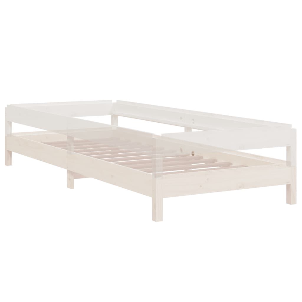 Bed stapelbaar 90x190 cm massief grenenhout wit