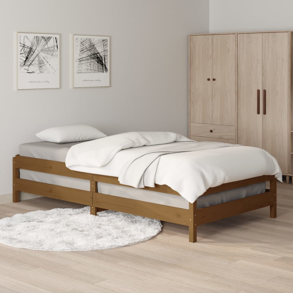 Bed stapelbaar 90x190 cm massief grenenhout honingbruin