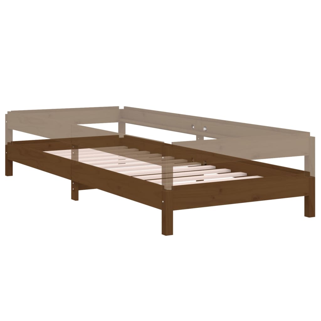 Bed stapelbaar 90x190 cm massief grenenhout honingbruin