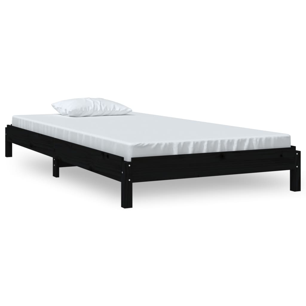 Bed stapelbaar 90x190 cm massief grenenhout zwart