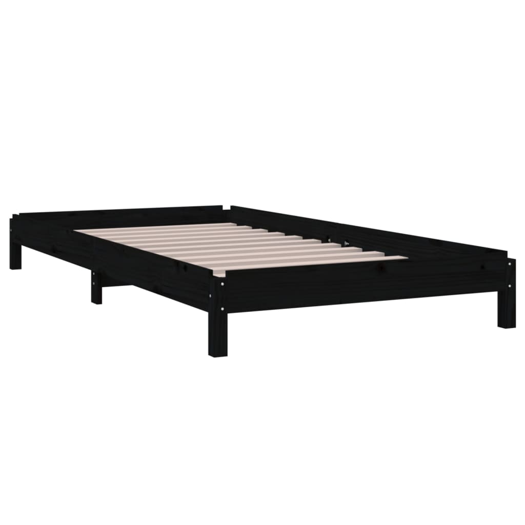 Bed stapelbaar 90x190 cm massief grenenhout zwart