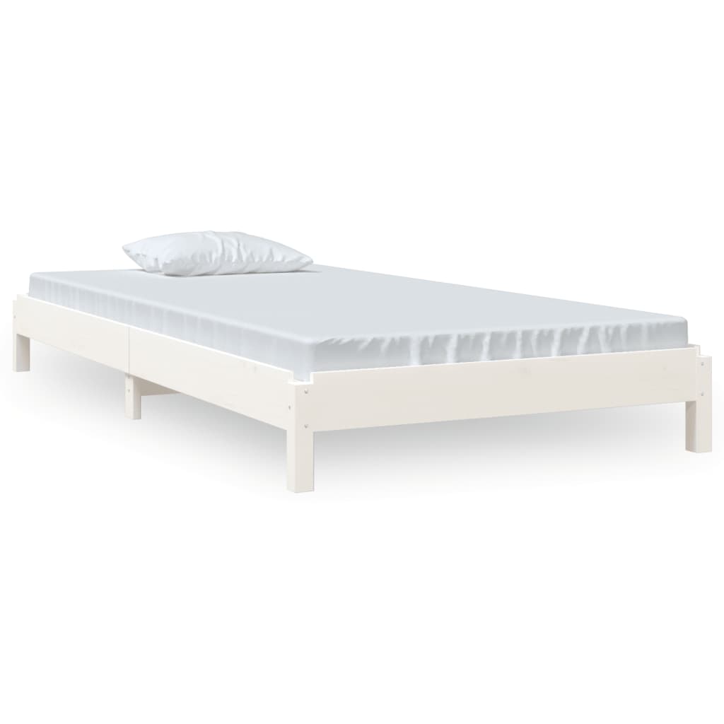 Bed stapelbaar 75x190 cm massief grenenhout wit