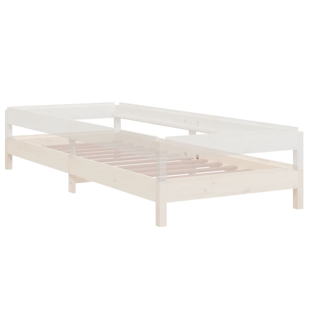 Bed stapelbaar 75x190 cm massief grenenhout wit