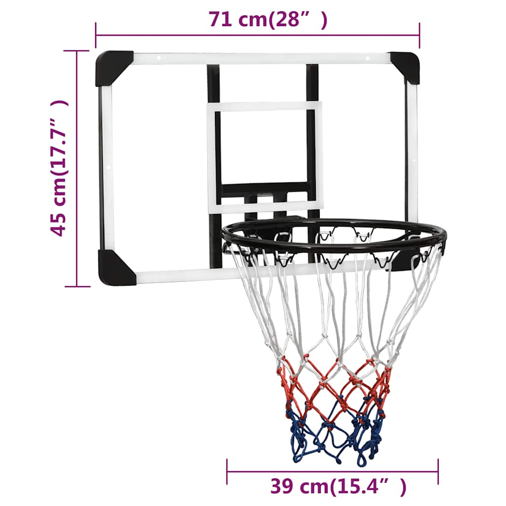 Basketbalbord 71x45x2,5 cm polycarbonaat transparant