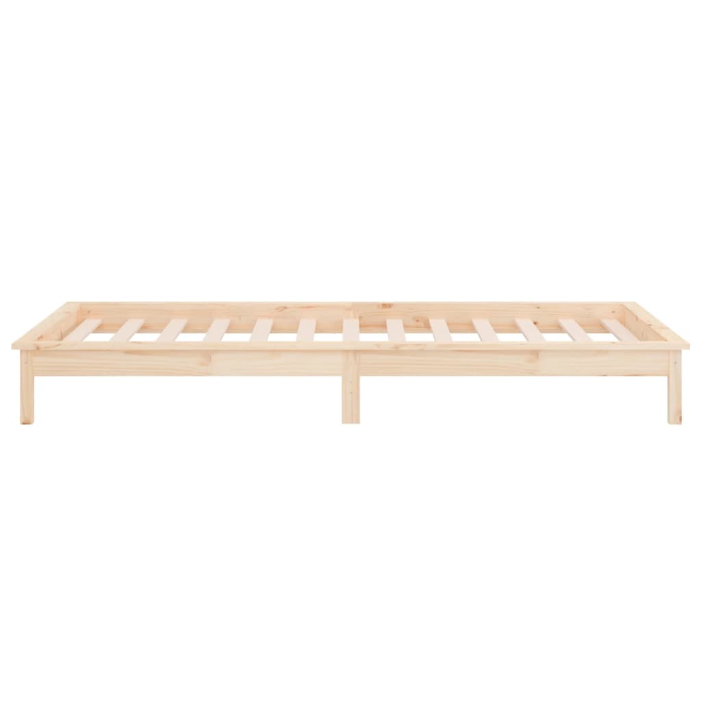 Bedframe LED massief hout 90x200 cm