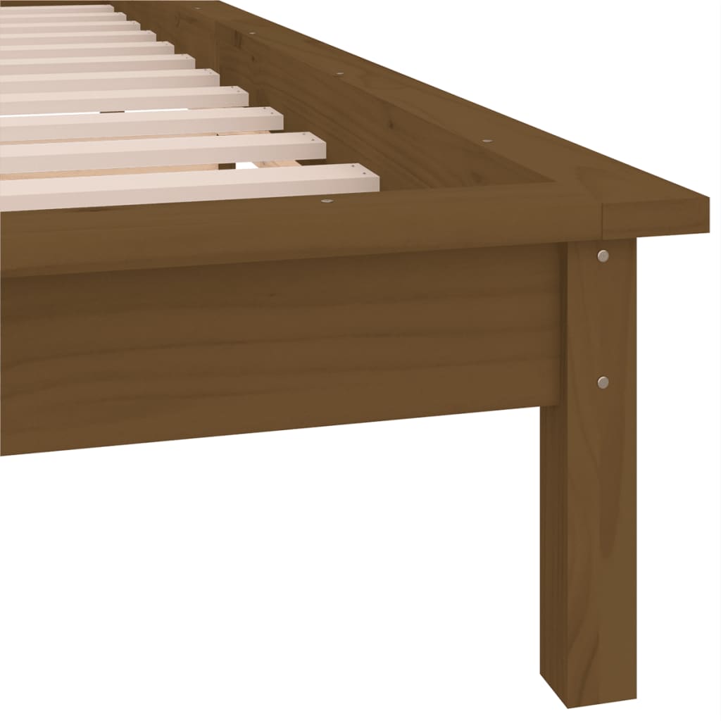 Bedframe LED massief hout honingbruin 90x200 cm