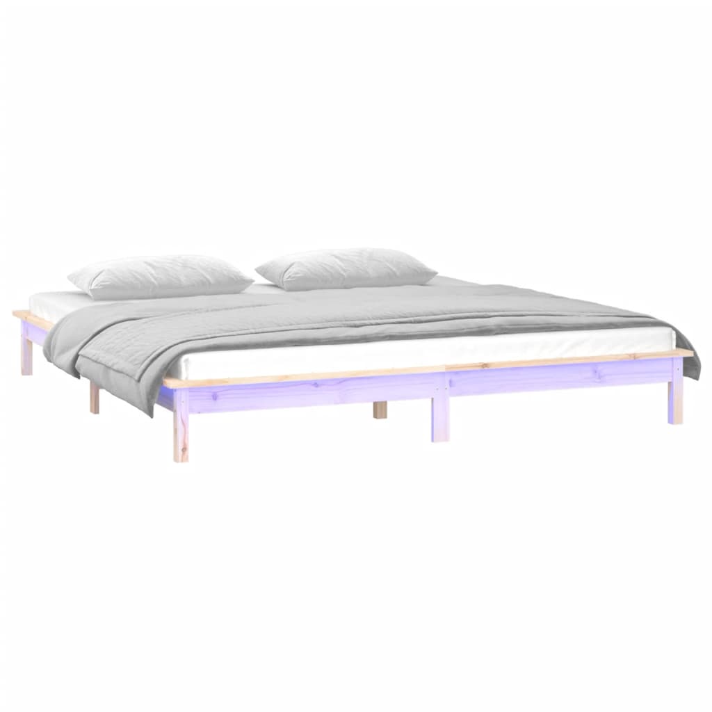 Bedframe LED massief hout 120x200 cm