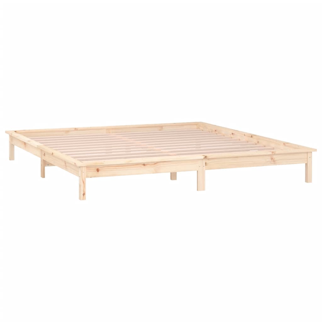 Bedframe LED massief hout 150x200 cm