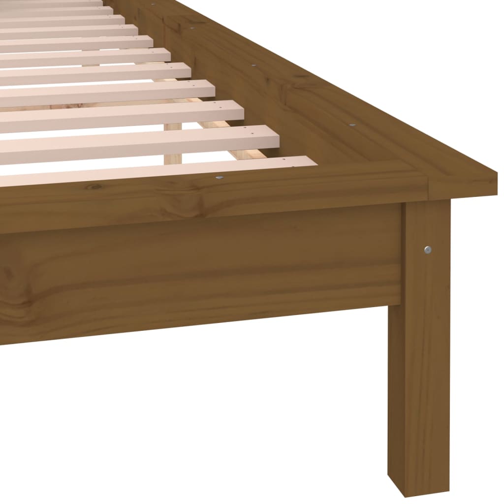 Bedframe LED massief hout honingbruin 160x200 cm