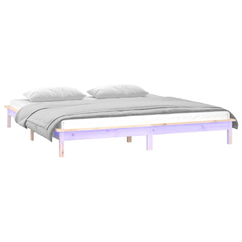 Bedframe LED massief hout 120x190 cm