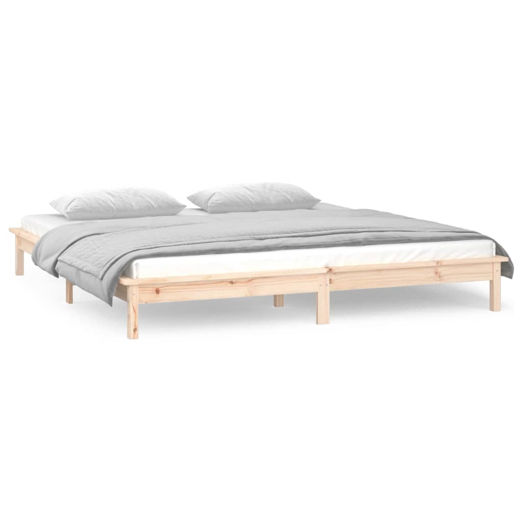 Bedframe LED massief hout 120x190 cm