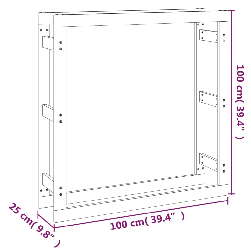  Haardhoutrek 100x25x100 cm massief grenenhout zwart