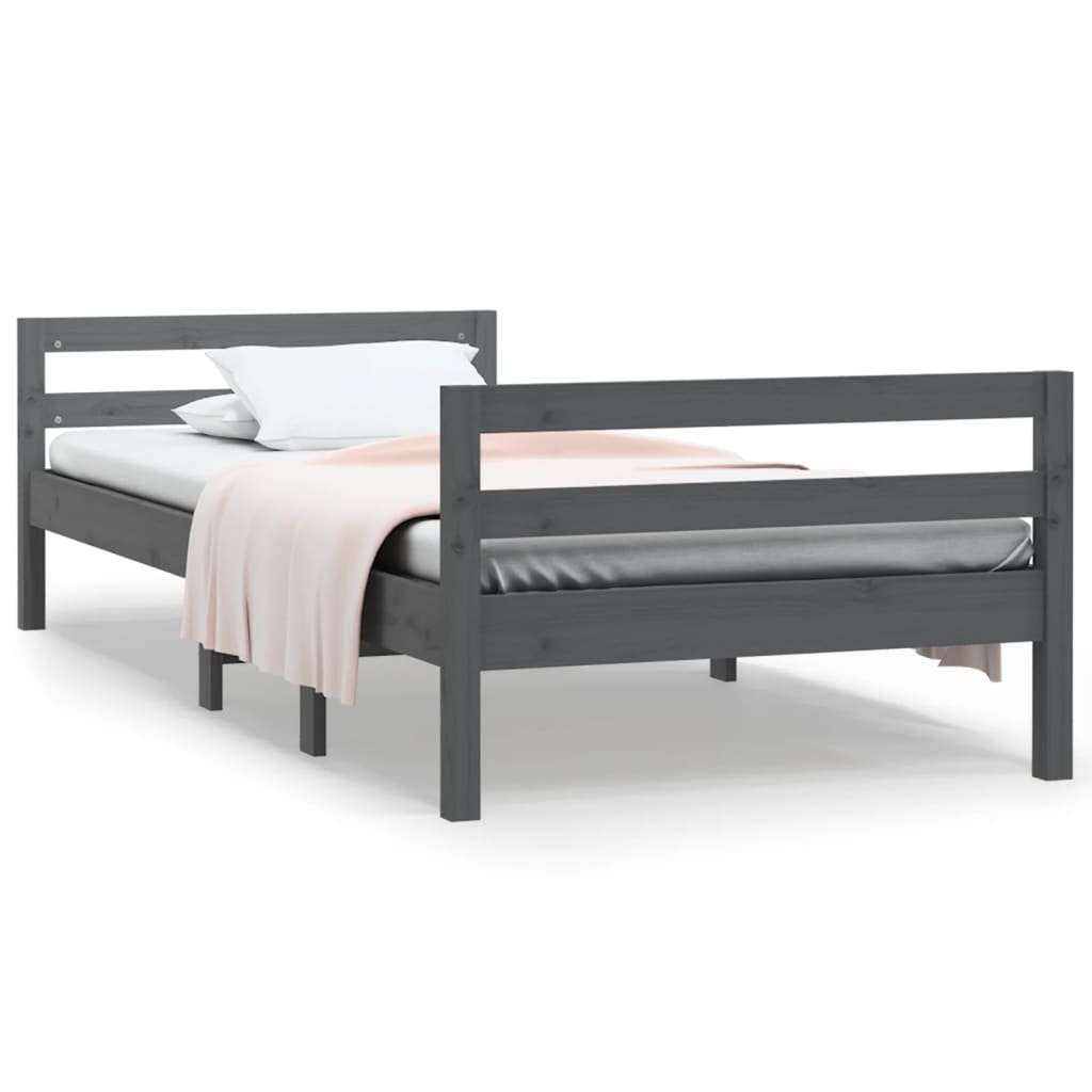 Bedframe 90x190 cm massief grenenhout grijs