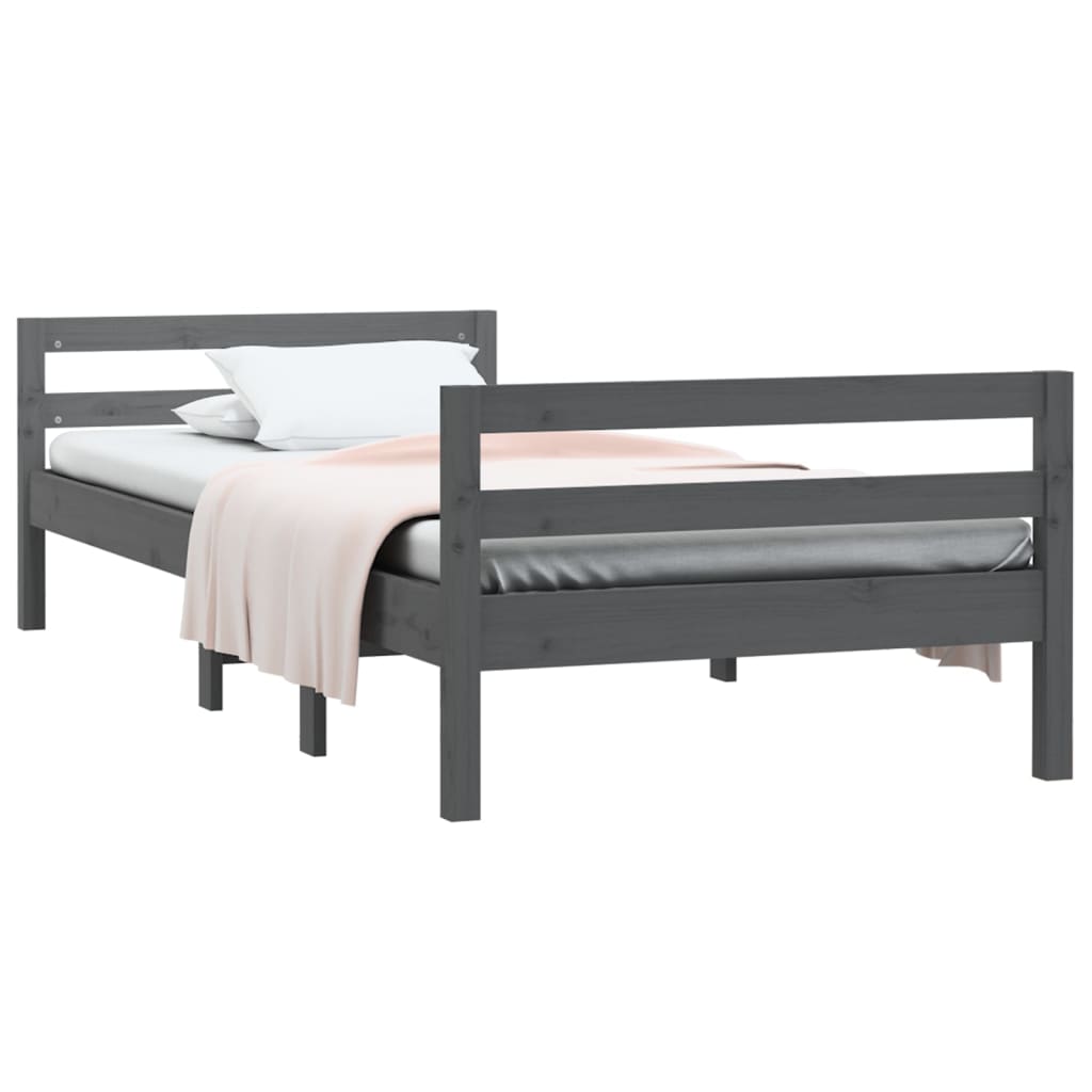 Bedframe 90x190 cm massief grenenhout grijs