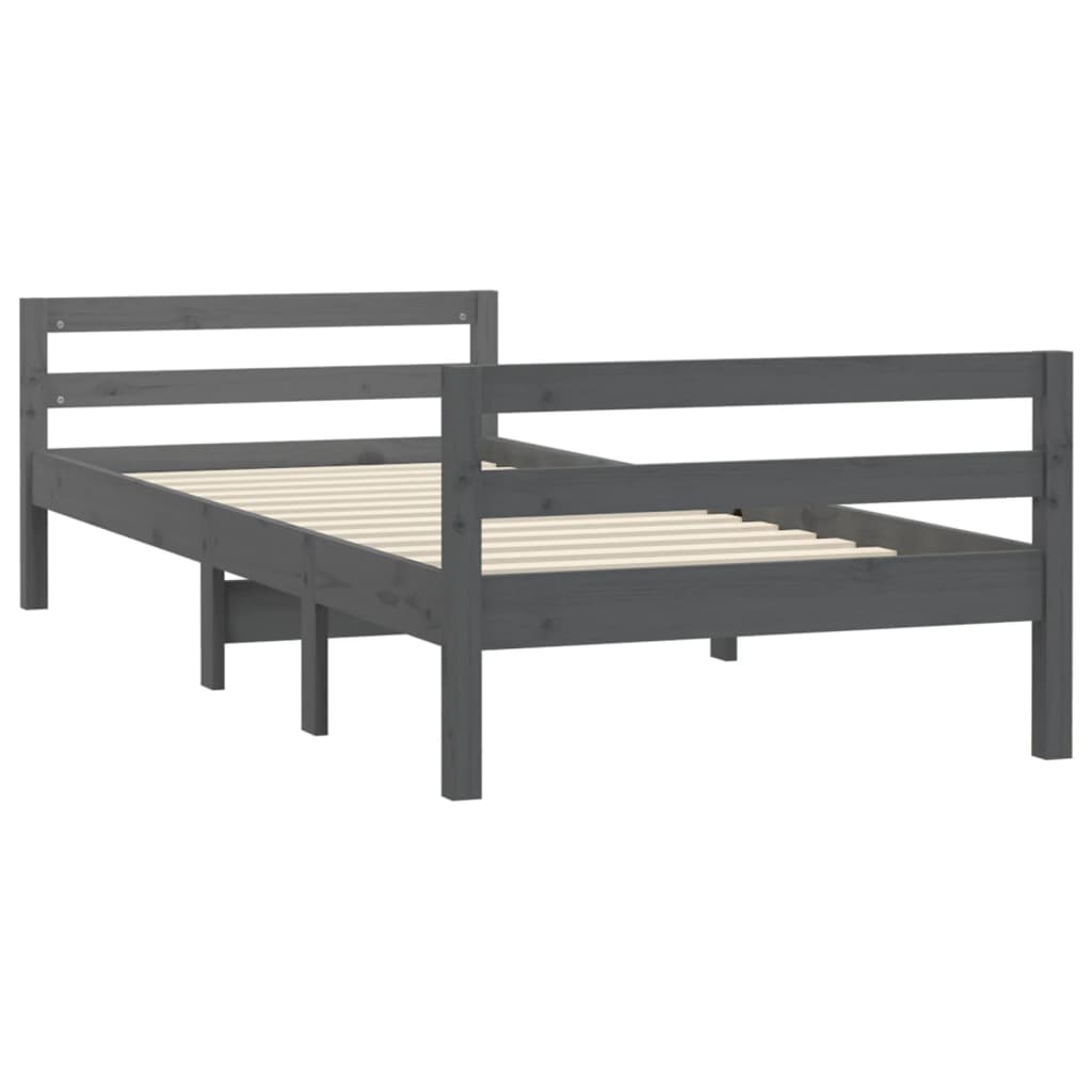 Bedframe 90x190 cm massief grenenhout grijs