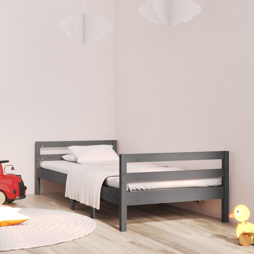 Bedframe 90x190 cm massief grenenhout grijs