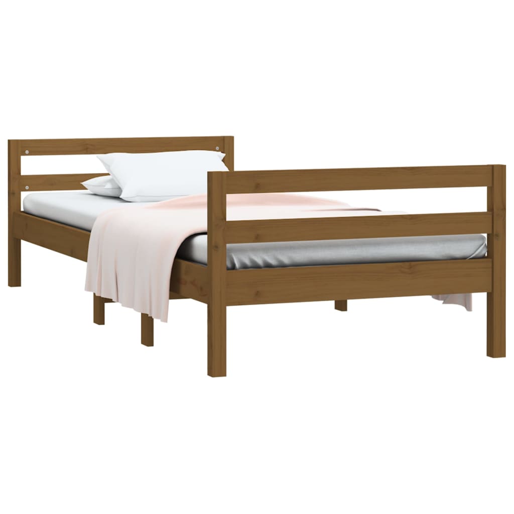 Bedframe 90x190 cm massief grenenhout honingbruin