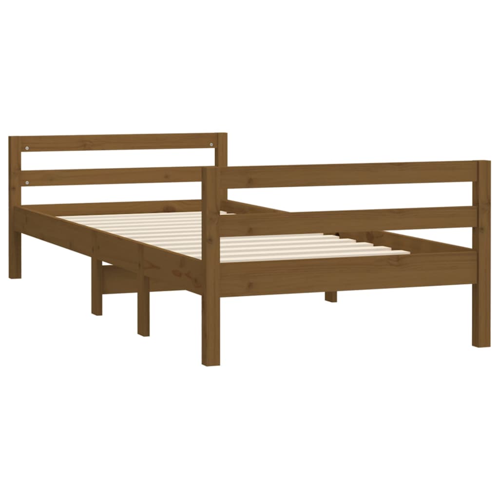 Bedframe 90x190 cm massief grenenhout honingbruin