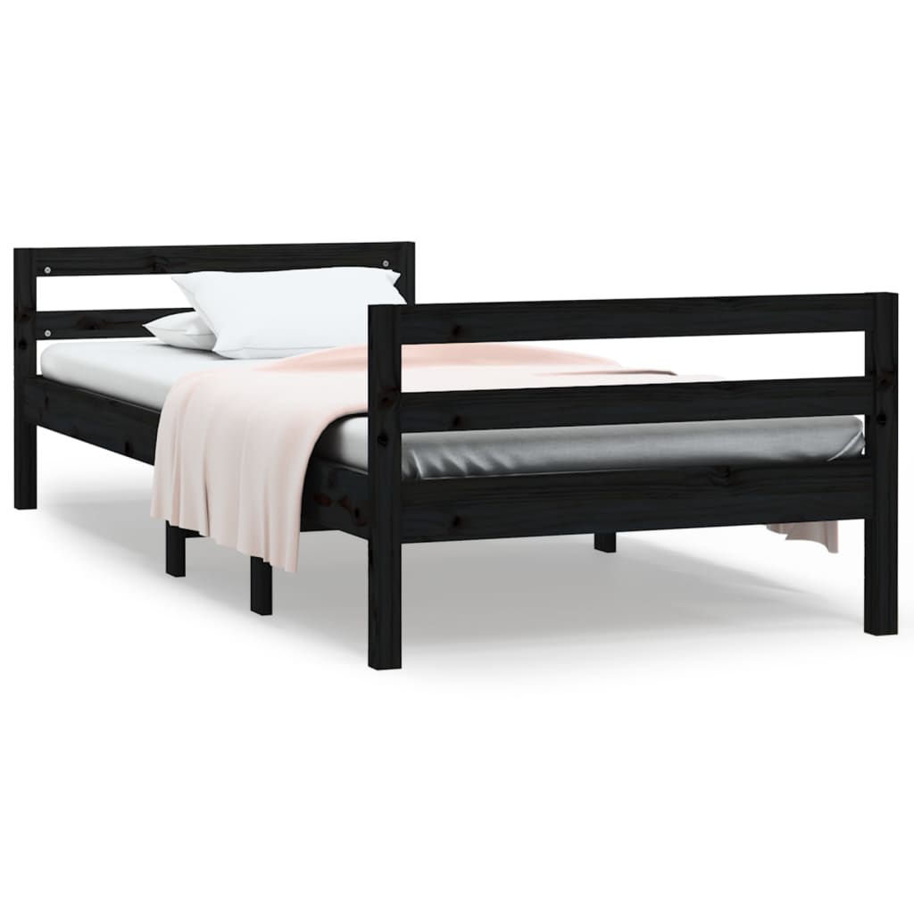 Bedframe 90x190 cm massief grenenhout zwart