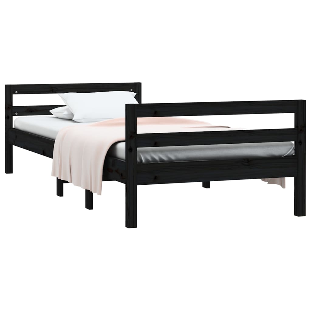 Bedframe 90x190 cm massief grenenhout zwart