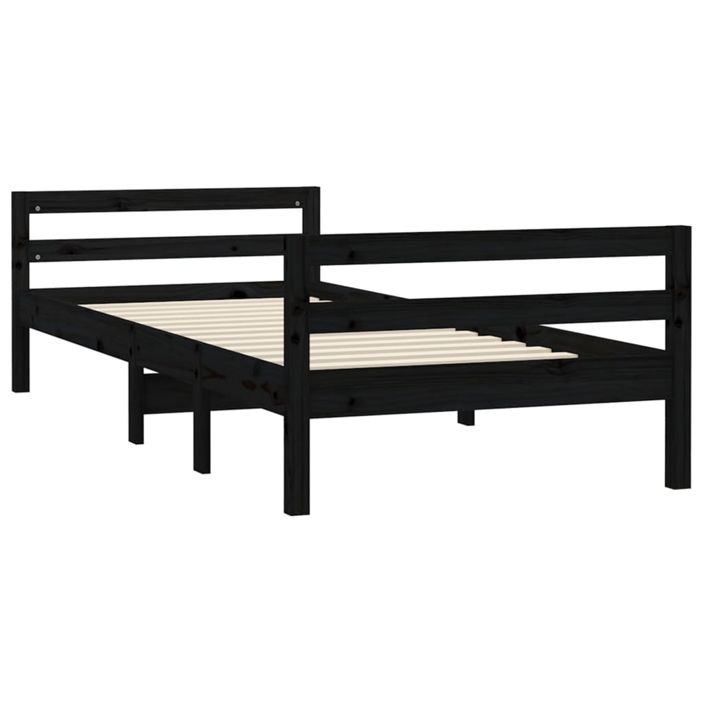 Bedframe 90x190 cm massief grenenhout zwart