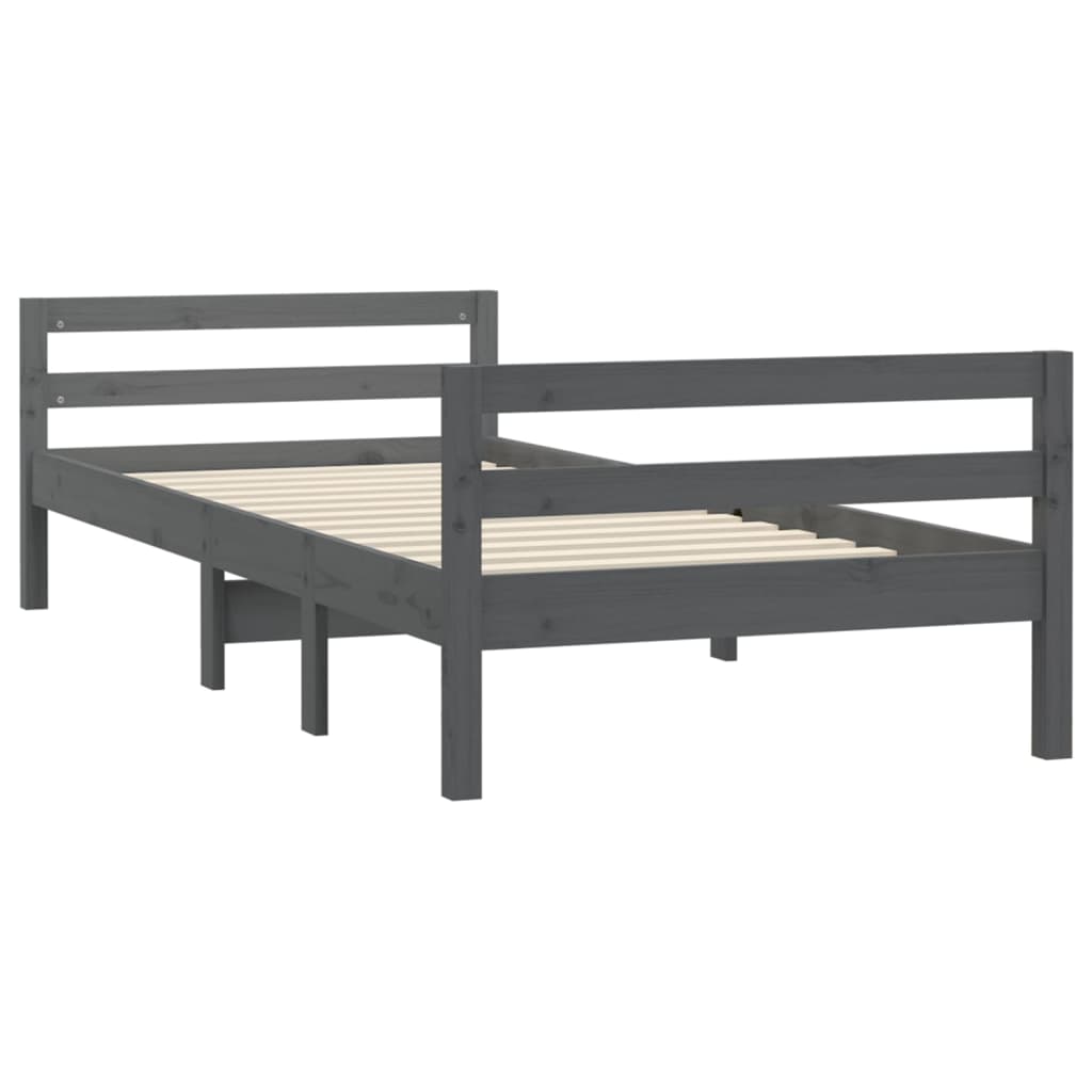 Bedframe 75x190 cm massief grenenhout grijs