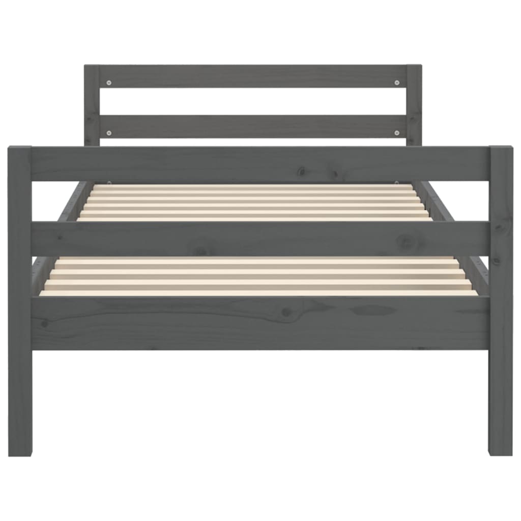 Bedframe 75x190 cm massief grenenhout grijs