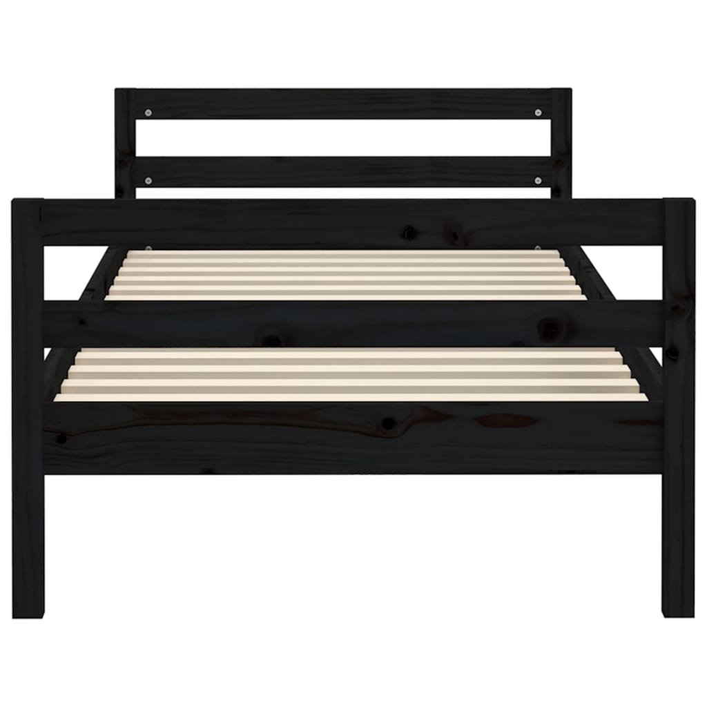 Bedframe 75x190 cm massief grenenhout zwart