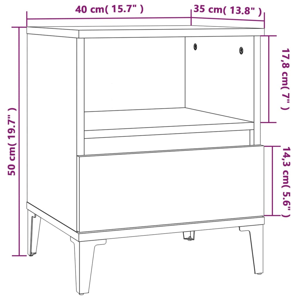 Nachtkastjes 2 st 40x35x50 cm hoogglans wit