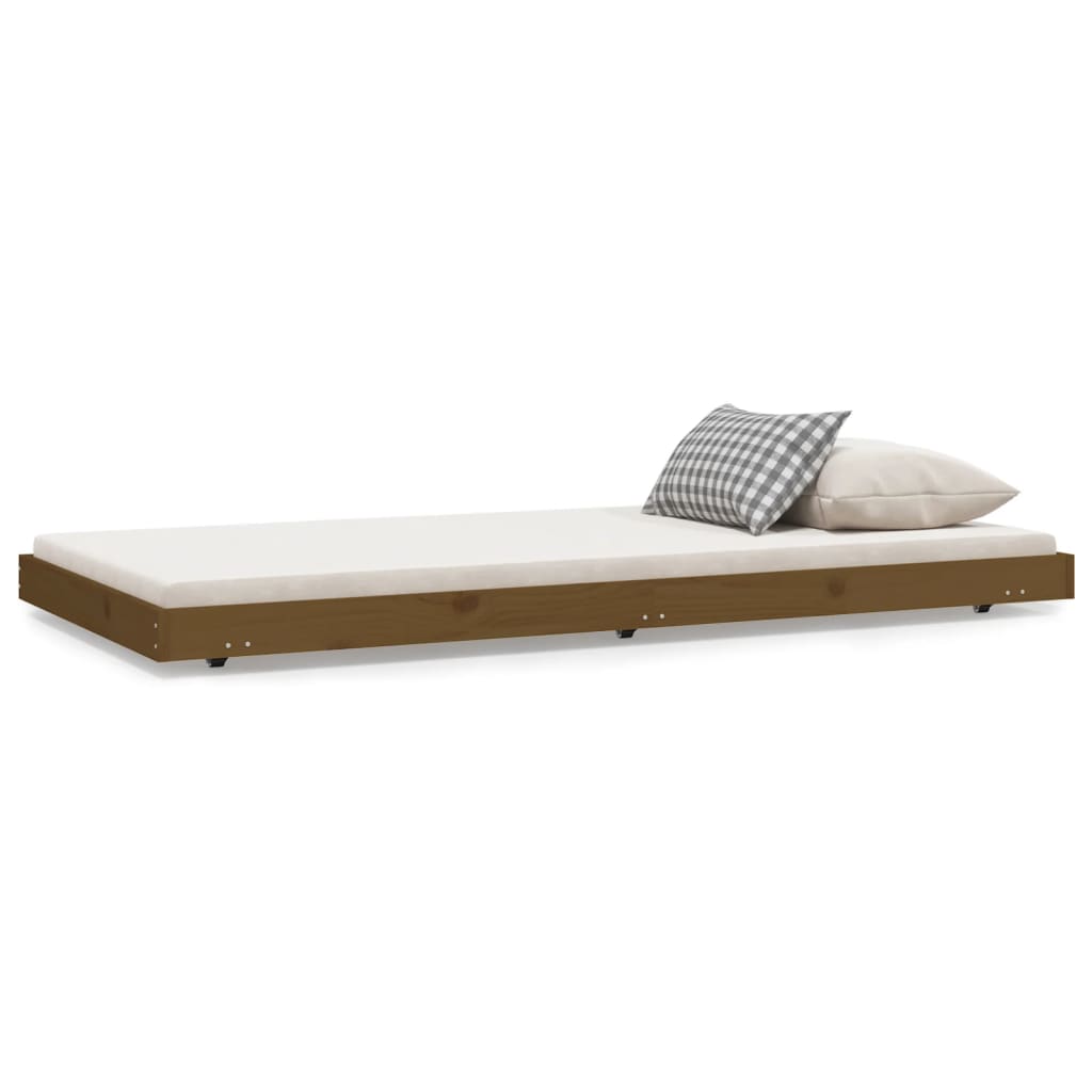 Bedframe 75x190 cm massief grenenhout honingbruin