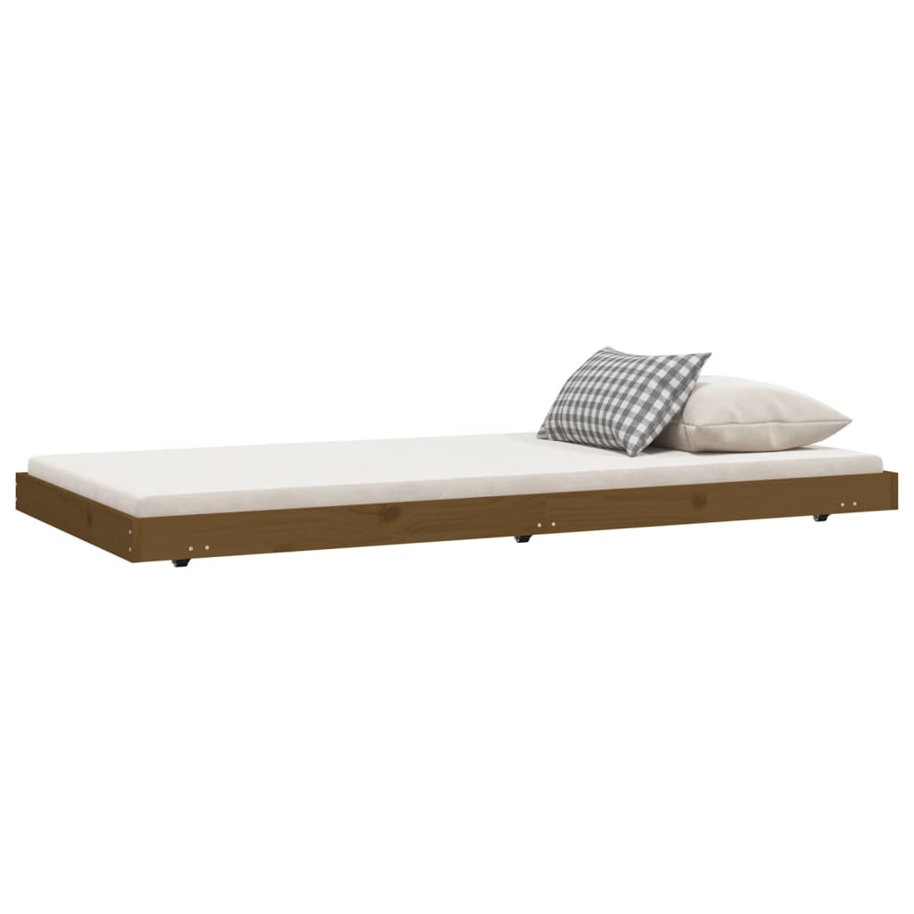 Bedframe 75x190 cm massief grenenhout honingbruin